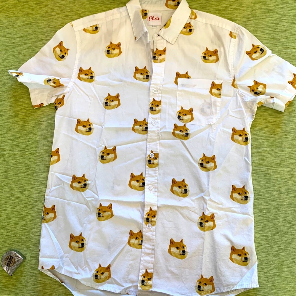 “Doge” shiba inu dog button-down shirt